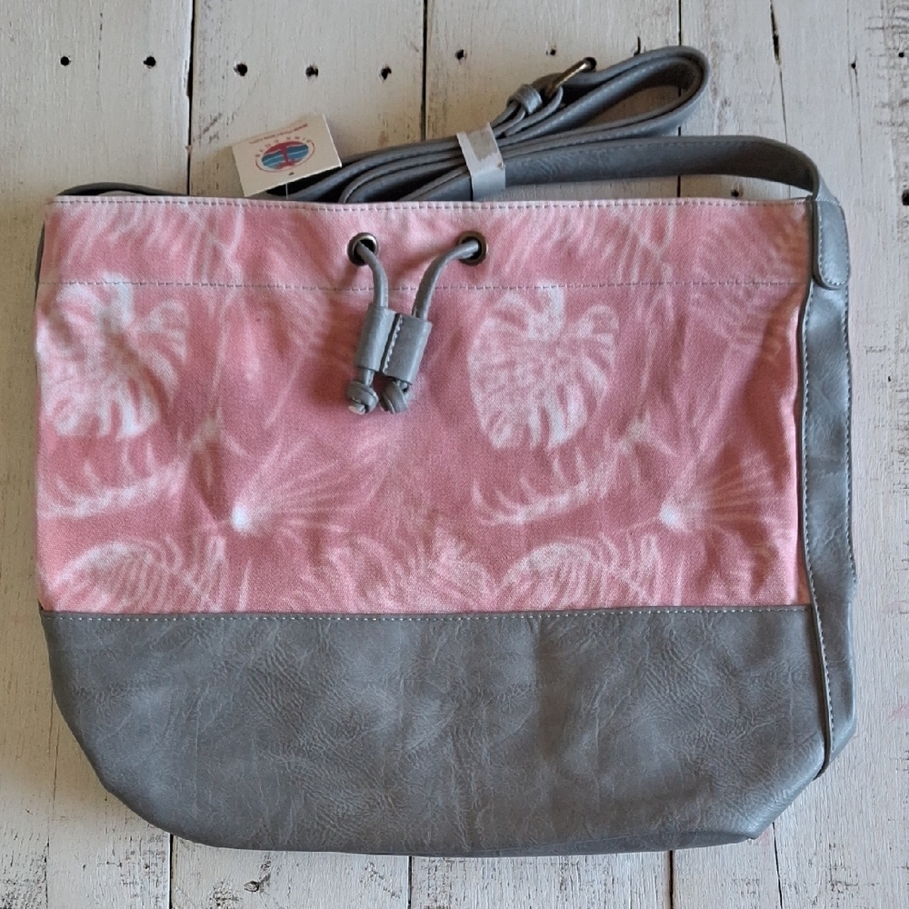 Pink and Gray Canvas Shoulder Bag
